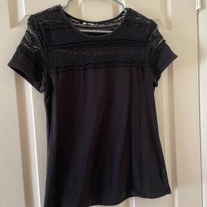 Black Lace-Top Shirt